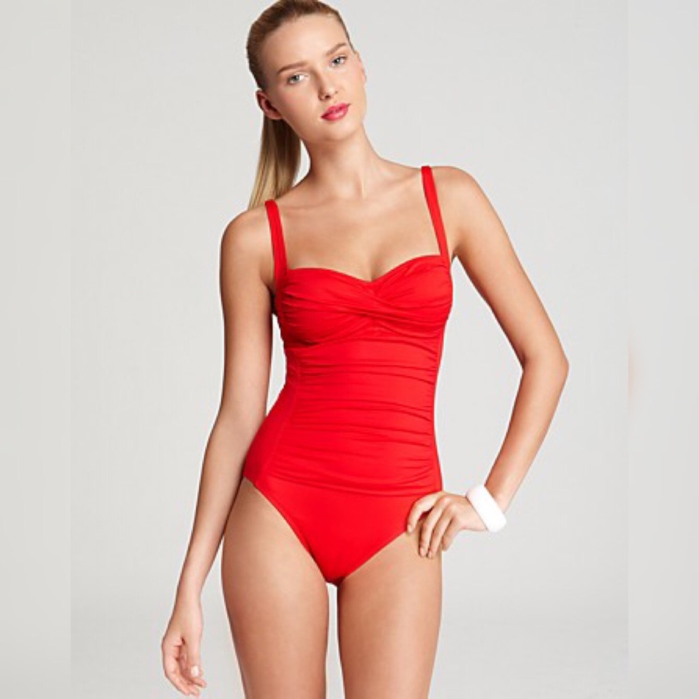 La Blanca Red Retro One Piece Swimsuit